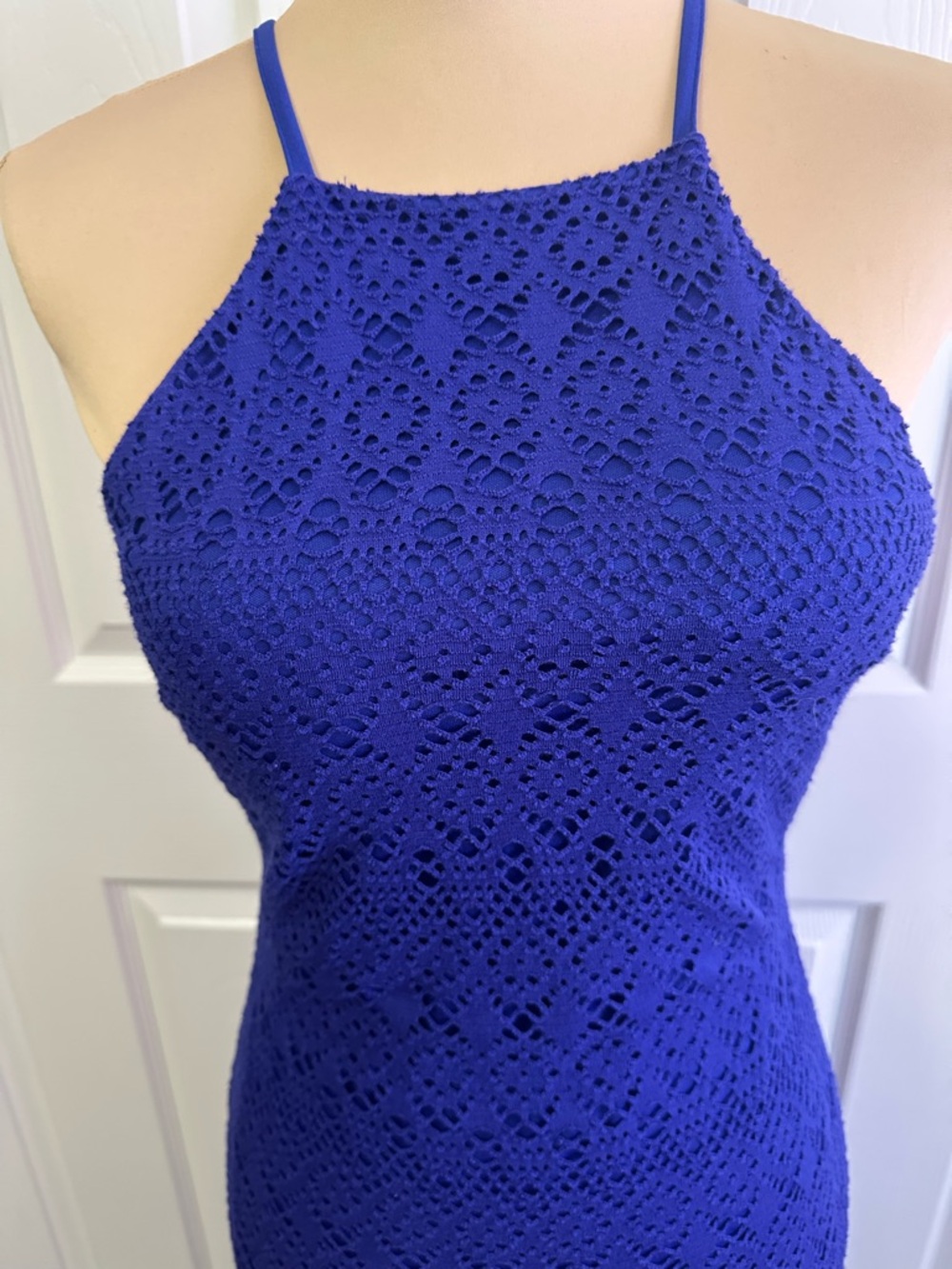 Bisou Bisou Royal Blue Crochet Maxi Dress